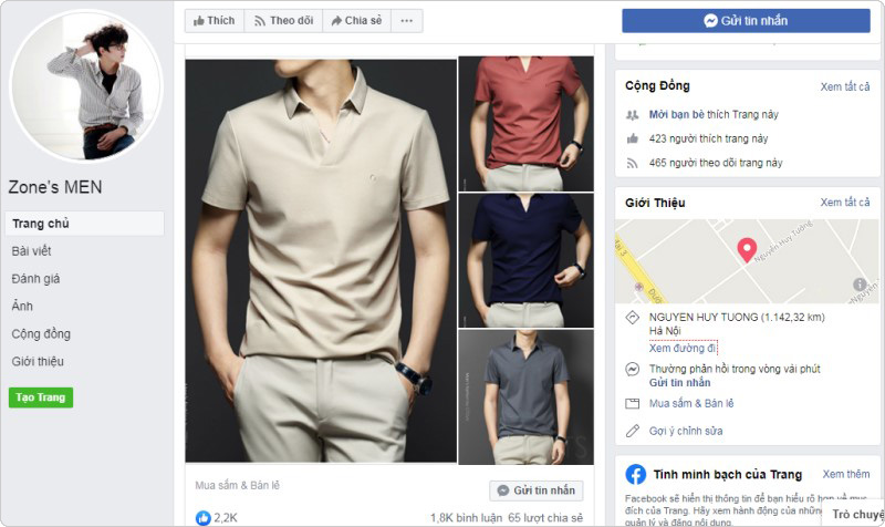 Lập fanpage facebook bán quần áo online