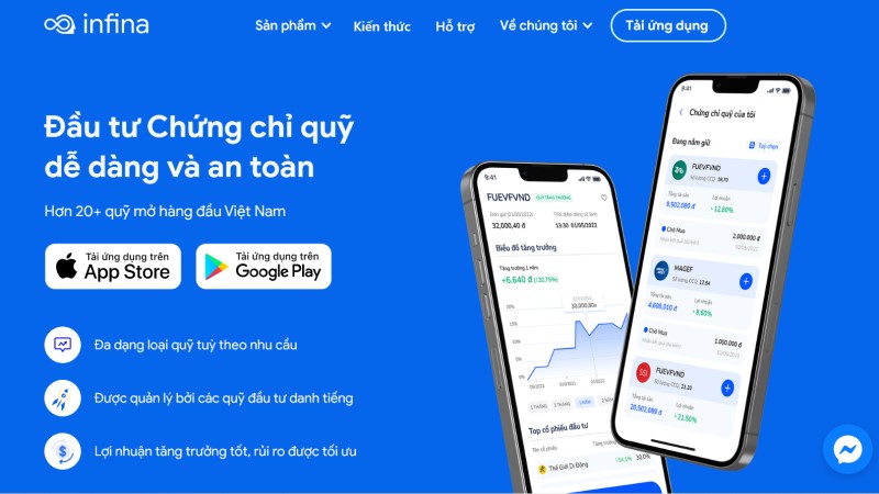 Infina là một ứng dụng đầu tư tiền trực tuyến phổ biến