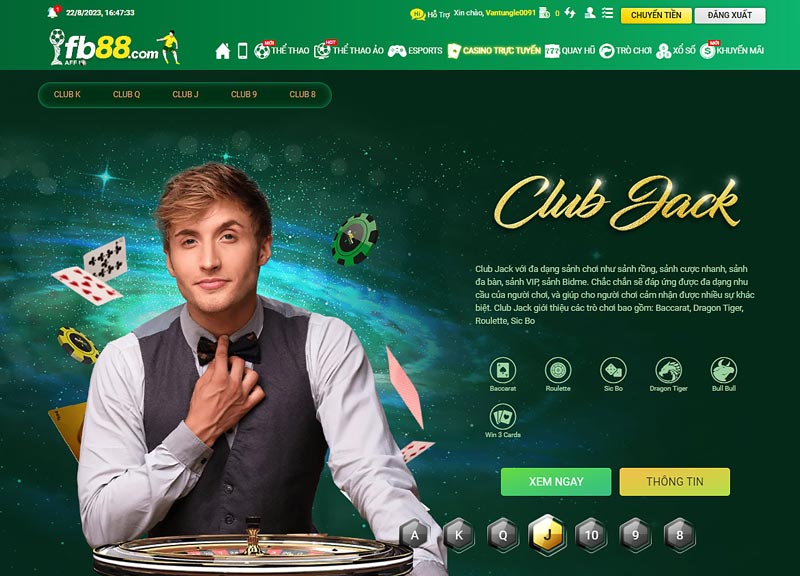 Nhà cái FB88 với sảnh cược casino đa dạng