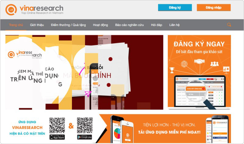 VinaResearch - Website trả lời khảo sát kiếm tiền