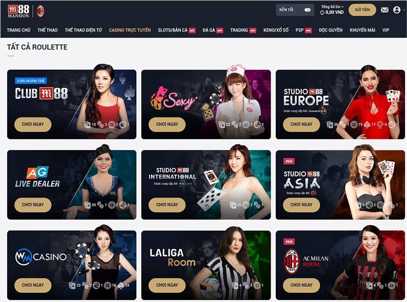 Sòng bạc trực tuyến M88 cung cấp tỷ lệ cược Roulette hàng đầu hiện nay