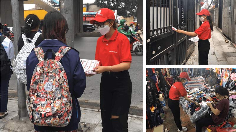 Phát tờ rơi và treo băng rôn quảng cáo