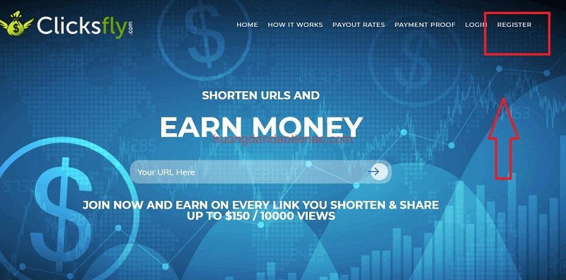 Kiếm tiền rút gọn link: Clicksfly